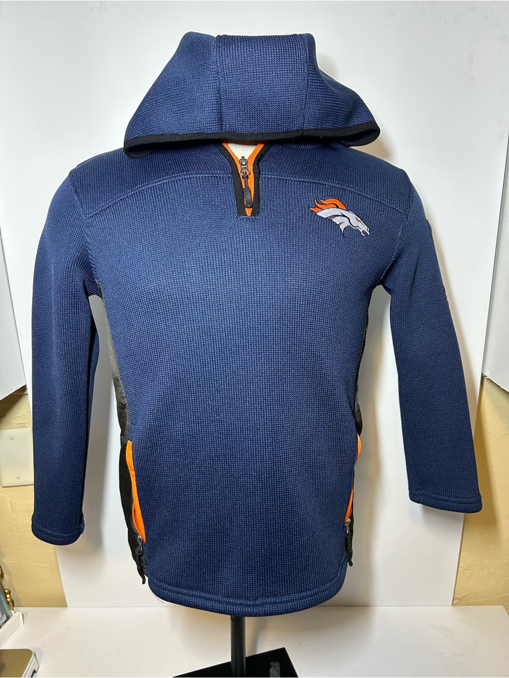 NFL Navy Hooded Kids Pullover with Orange Accents